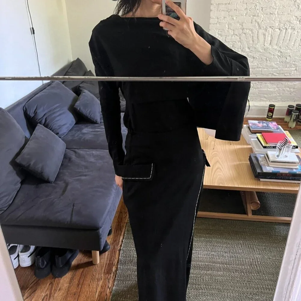 Yohji Yamamoto Femme black drape sweater - Picture 1 of 8
